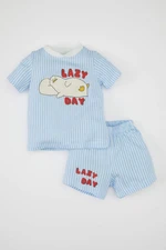 DEFACTO Baby Boy Pajama Set Cotton Striped Short Sleeve Top Shorts