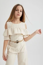 DEFACTO Girl's Short Sleeve Blouse