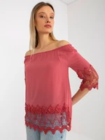 Dusty pink Spanish blouse with decorative trim