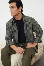 Trendyol Khaki Regular Fit Winter Checkered Plaid Lumberjack Shirt