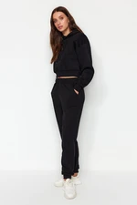 Trendyol Black Loose Jogger Normal Waist Thick Knitted Sweatpants