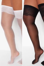 Trendyol Curve Black-White 2 Pack Garter Stockings