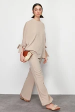 Trendyol Stone Bat Sleeve Woven Aerobin Tunic-Pants Suit