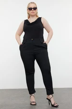 Trendyol Curve Black Carrot High Waist Polyviscose Woven Plus Size Fabric Trousers