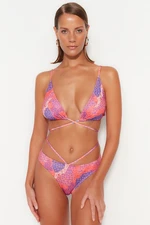 Trendyol Zvierací Print Trojuholník Kravata Bikini Top