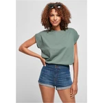 Women's T-shirt with an extended shoulder in light leaf color