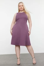 Trendyol Curve Mini Knitted Dress with Plum Sewing Detail