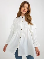 Ecru boho shirt with ruffles and squeezing OCH BELLA