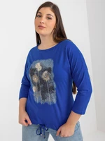 Dámská tmavě modrá halenka plus size s nášivkami