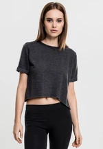 Women's Cropped Burnout Short Sleeve Crew Dark Grey