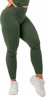 Nebbia Organic Cotton Ribbed High-Waist Leggings Dark Green M Fitness Hose