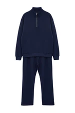 Trendyol Navy Blue Oversize/Wide Cut Stand Collar Zippered Tracksuit