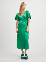 Green Ladies Satin Midishats VILA Sateeny - Ladies