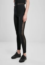 Women's Leggings Flock Lace Stripe - Black