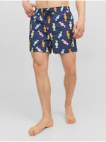 Dark Blue Mens Patterned Swimwear Jack & Jones Fiji - Men