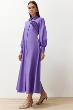 Trendyol Purple Flower Detailed Woven Shirt Dress