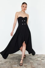 Trendyol Black A-Cut Stone Accessory Woven Long Evening Dress
