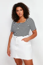 Trendyol Curve Black-White Striped Knitted Blouse