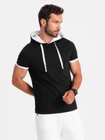 Ombre Casual men's cotton hooded t-shirt - black