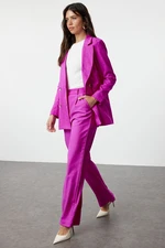 Trendyol Fuchsia Linen Look Woven Jacket Trousers Bottom-Top Set