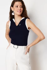 Trendyol Navy Blue Sailor Collar Premium/ Special Yarn Knitwear Blouse