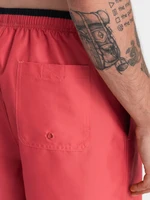 Ombre Men's two-tone ribbed swim shorts - coral