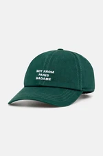 Bavlnená šiltovka Drôle de Monsieur La Casquette Slogan zelená farba, s nášivkou, PERM-CP151-CO138-DGN