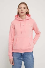 Mikina Tommy Jeans dámská, růžová barva, s kapucí, s aplikací, DW0DW17324