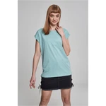 Women's blue T-shirt with extended shoulder