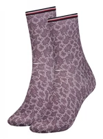 Tommy Hilfiger Ponožky - TH WOMEN SOCK 1P SNAKE LUREX bordové