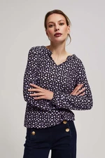 Patterned blouse with V-neck