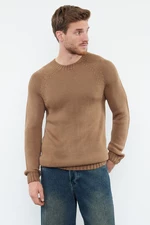 Trendyol Mink Slim Fit Crew Neck Raglan Sleeve Seamless Basic Knitwear Sweater