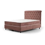 Różowe łóżko boxspring ze schowkiem 140x200 cm Sonata – Kalune Design