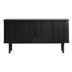 Czarna niska komoda w dekorze dębu z drzwiami przesuwnymi 76x160 cm Cavo – Unique Furniture