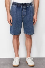 Trendyol Medium Blue Regular Elastic Waist Denim Shorts