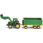 Siku Farmer John Deere s čelným nakladačom a prívesom 1:87