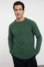 Trendyol Khaki Regular Crew Neck Textured Knitwear Sweater