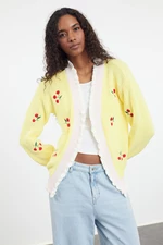 Trendyol Yellow Embroidered Knitwear Cardigan