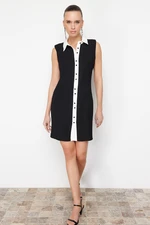 Trendyol Black Straight Cut Shirt Collar Detailed Mini Woven Dress