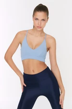 Trendyol Light Blue Supported/Styling String Strap Knitted Sports Bra