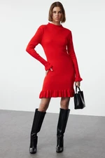 Trendyol Red Mini Knitwear Hem Detailed Dress