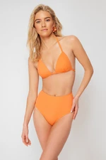 Trendyol Oranžové Hipster Bikiny Spodný Diel s Vysokým Pásom