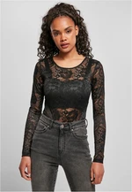 Women's Long Sleeve Lace Body Black