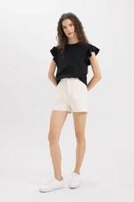 DEFACTO High Waist Double Leg Gabardine Shorts