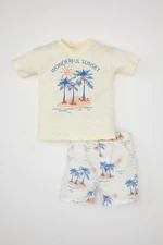 DEFACTO Baby Boy Palm Tree Patterned Short Sleeve T-Shirt Shorts 2-Piece Set