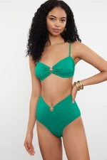 Trendyol Emerald Green Premium Accessorized High Waist Hipster Bikini Bottom