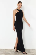 Trendyol Black Body-Sitting Woven Long Evening Dress