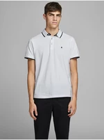 Bílé pánské polo tričko Jack & Jones Paulos - Pánské