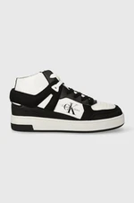 Kožené sneakers boty Calvin Klein Jeans BASKET CUPSOLE HIGH MIX ML FAD černá barva, YW0YW01300