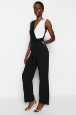 Trendyol Black Maxi Ecru Collar Detailed Woven Jumpsuit